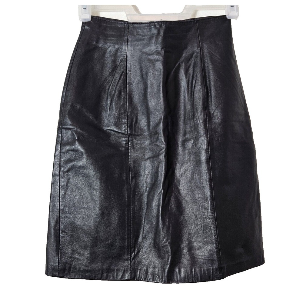 Jacobson's Black Leather Pencil Skirt 8 Vintage 90s Goth Dark Academia‎ 90s Y2K